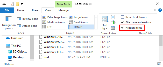 Come mostrare file nascosti e cartelle nascoste in USB