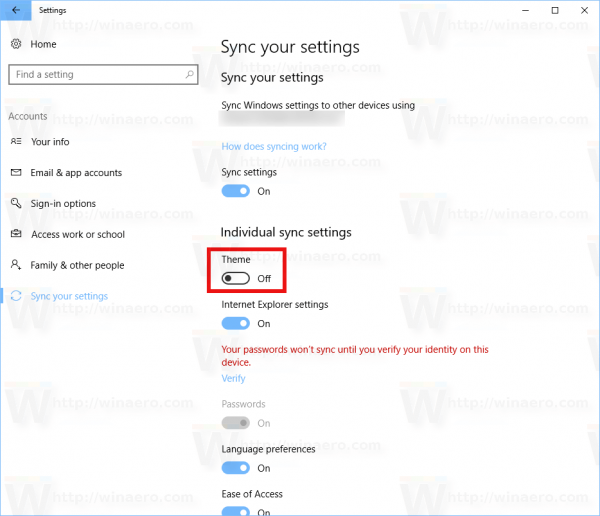 Empêcher Windows 10 de synchroniser les thèmes entre les appareils