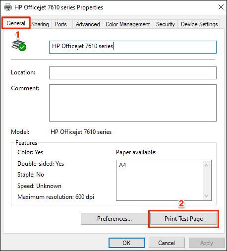 如何列印測試頁，在 Windows 10 中測試印表機