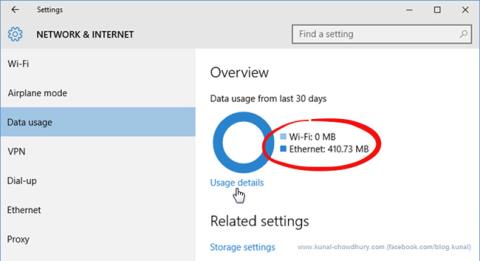 Monitora e risparmia capacità Internet su Windows 10