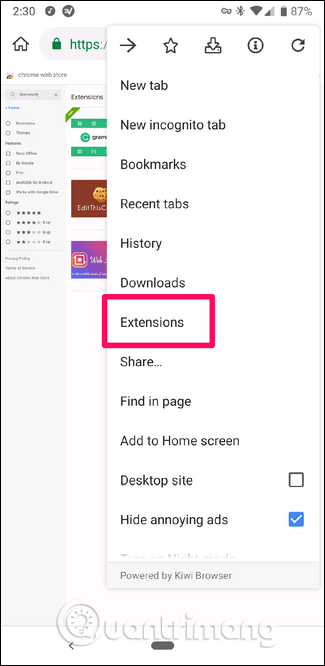 Comment installer l'extension Chrome sur Android