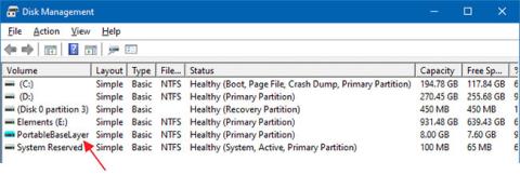 Windows 10 ディスク管理の PortableBaseLayer パーティションとは何ですか?