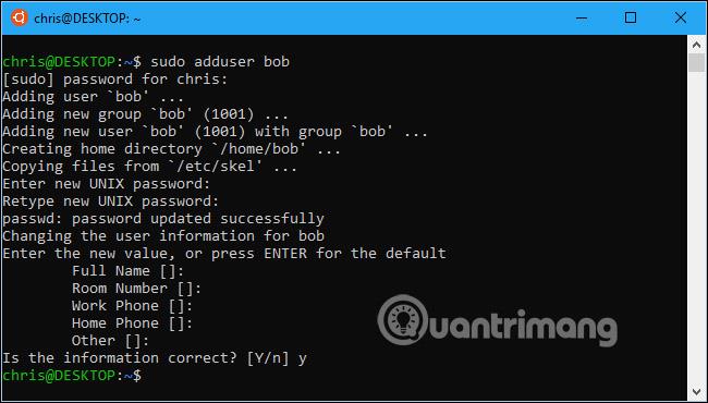 Comment changer de compte utilisateur dans Ubuntu Bash Shell Windows 10