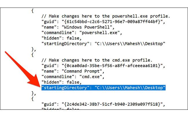 Comment changer le dossier par défaut dans le terminal Windows