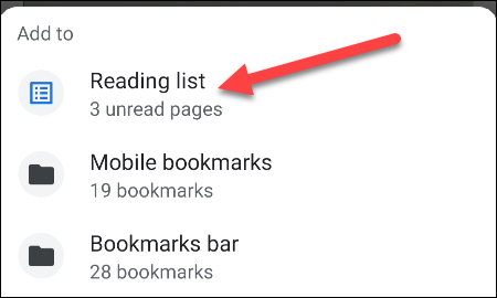 Instructions pour activer la « Liste de lecture » sur Google Chrome Android