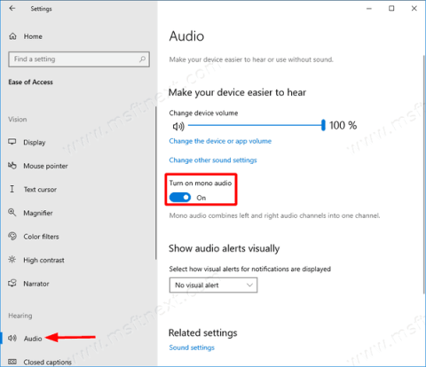 Come attivare/disattivare laudio mono su Windows 10