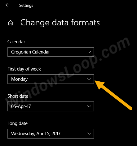 Comment changer le premier jour de la semaine dans le calendrier Windows 10