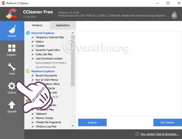 Istruzioni per ripristinare le impostazioni di fabbrica di CCleaner