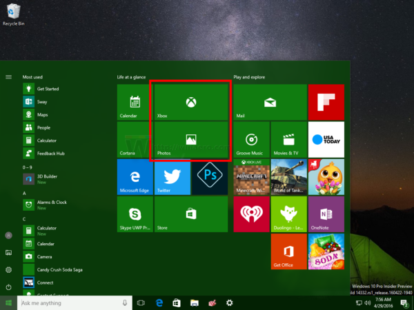 Disabilita tutti i riquadri animati contemporaneamente nel menu Start di Windows 10