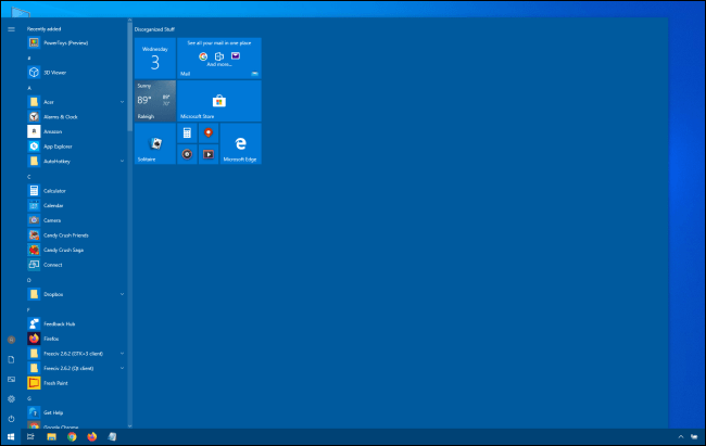 Come modificare la dimensione del menu Start in Windows 10