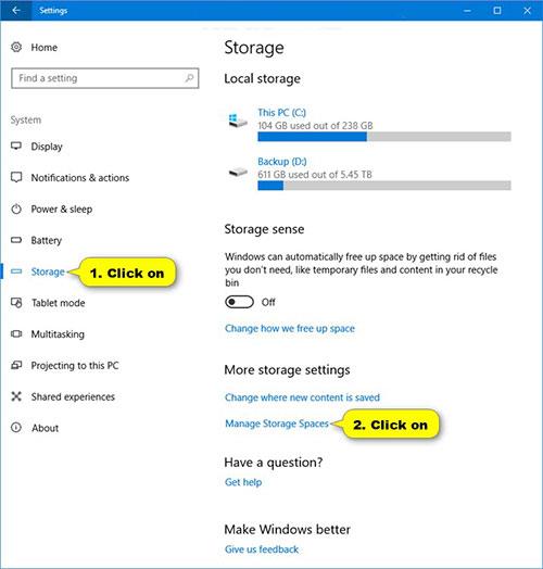 Modifier l'espace de stockage dans le pool de stockage sous Windows 10