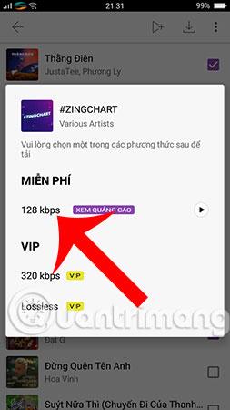 Zing MP3 プレイリスト全体を携帯電話にダウンロードする方法