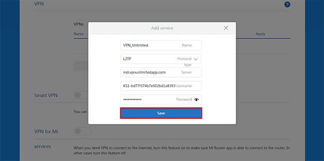 Istruzioni per la configurazione L2TP per Xiaomi Mi Router 3