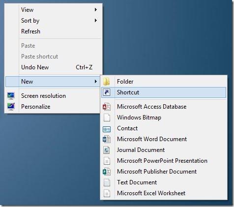 Crea collegamenti a tutti i programmi sulla schermata del desktop di Windows 8