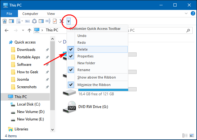 En savoir plus sur la barre d'outils d'accès rapide sous Windows 10