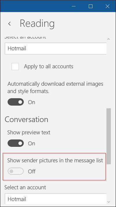 Comment masquer la photo de l'expéditeur dans Mail Windows 10