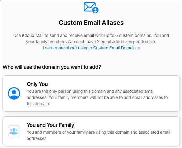 Istruzioni per configurare un dominio email personalizzato su iCloud