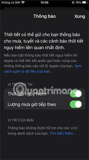 Как включить оповещения о суровой погоде на iPhone