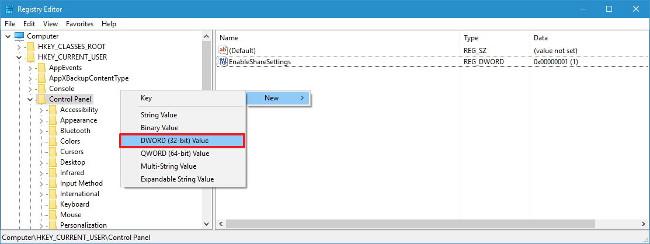 Windows 10 설정 애플리케이션에서 숨겨진 설정 페이지(공유 페이지)를 열려면 활성화하세요.