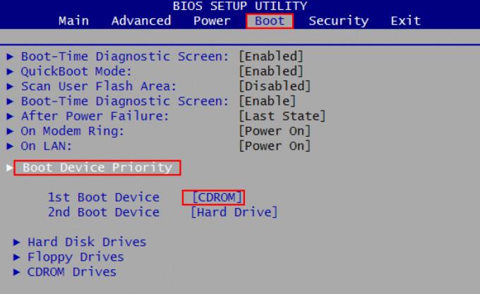 USB/CD/DVD、外付けハードドライブから起動するように BIOS を設定する方法