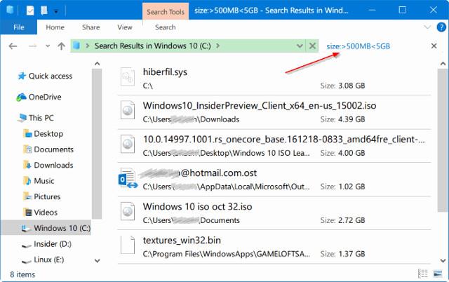 Comment trouver des fichiers volumineux sur Windows 10