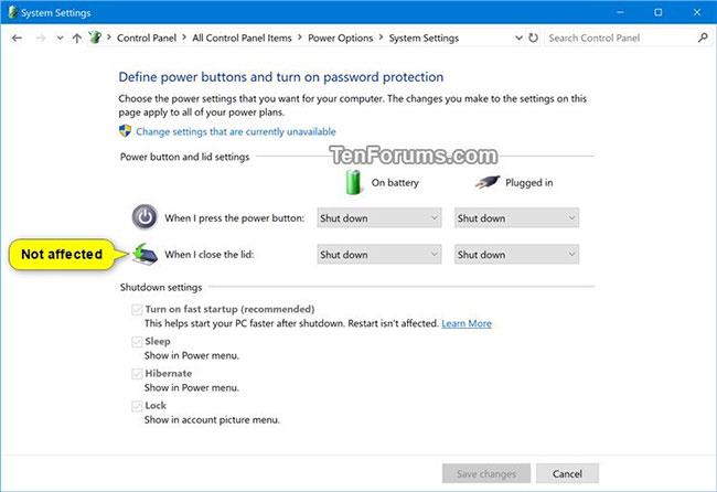 Comment ajouter/supprimer l'action de fermeture du couvercle des options d'alimentation sous Windows