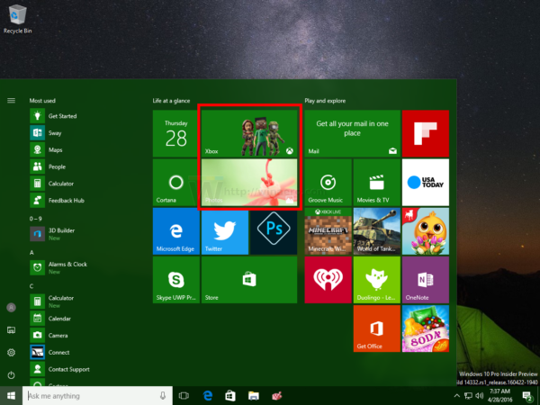 Disabilita tutti i riquadri animati contemporaneamente nel menu Start di Windows 10