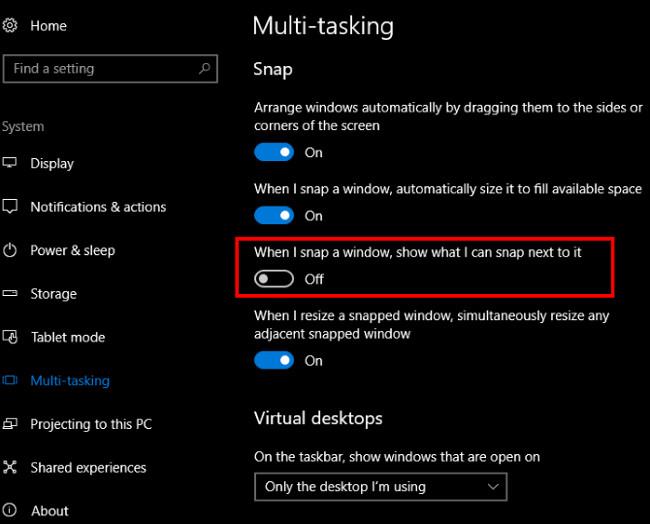 Anweisungen zum Deaktivieren einiger automatischer Funktionen von Snap unter Windows 10