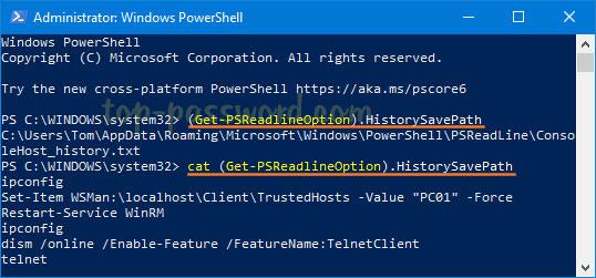 Как просмотреть историю команд из предыдущих сеансов PowerShell в Windows 10