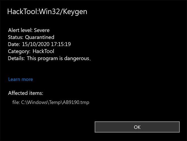 Qu'est-ce que Malware HackTool:Win32/Keygen ? Comment enlever?