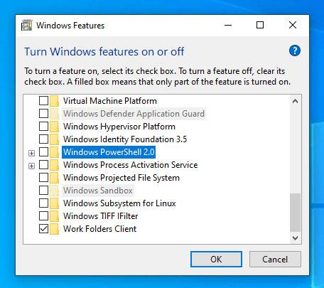 Come disabilitare completamente PowerShell 2.0 in Windows 10