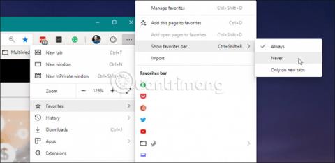 Come nascondere la barra dei preferiti in Chromium Edge su Windows 10