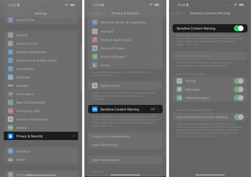 Comment activer les avertissements de contenu sensible sur iPhone