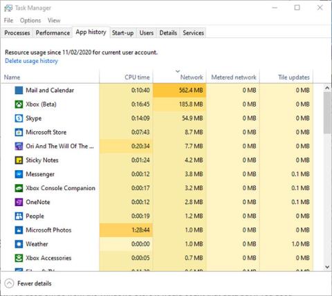 Überwachen Sie die Internetdatennutzung unter Windows 10