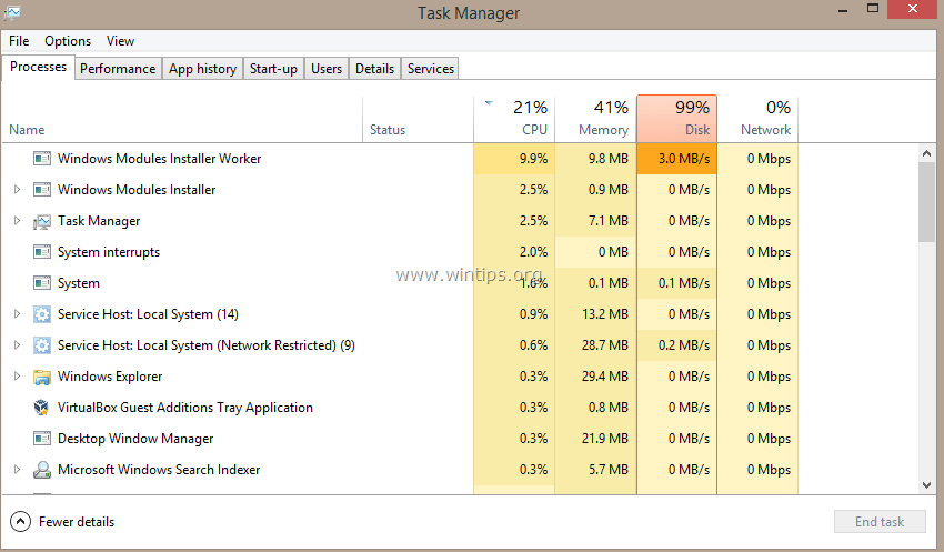 Correggi l'errore CPU anormalmente elevato dovuto a TiWorker.exe su Windows 10/8.1/8