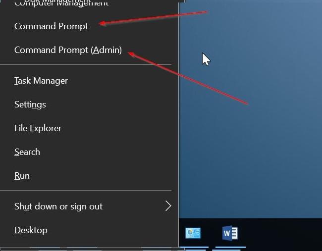 Aggiungi il prompt dei comandi al menu Power User (menu Win X) su Windows 10