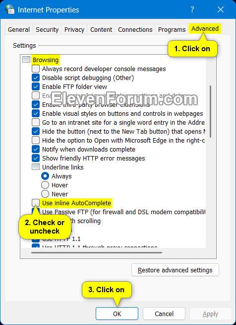 Как включить/выключить встроенное автозаполнение в адресной строке проводника в Windows 11