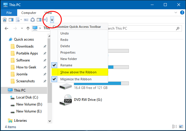 En savoir plus sur la barre d'outils d'accès rapide sous Windows 10