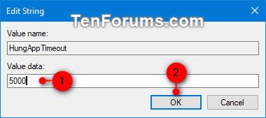 Как изменить значение HungAppTimeout в Windows 10