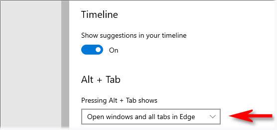 Как отобразить все вкладки браузера с помощью Alt+Tab в Windows 10