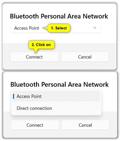 Windows 11에서 BTPAN(Bluetooth Personal Area Network)에 연결하는 방법