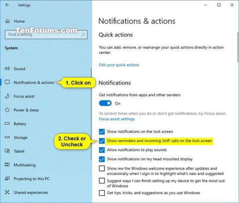 Comment activer/désactiver les rappels de lécran de verrouillage et les notifications dappels VoIP dans Windows 10