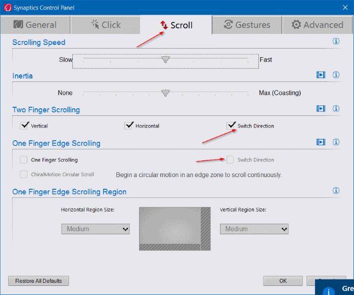 Instructions pour changer le sens de défilement du pavé tactile Windows 10