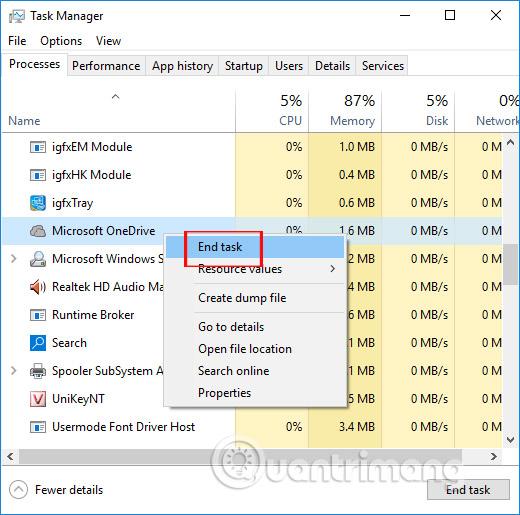 Comment réparer OneDrive provoquant une surcharge du processeur sous Windows 10