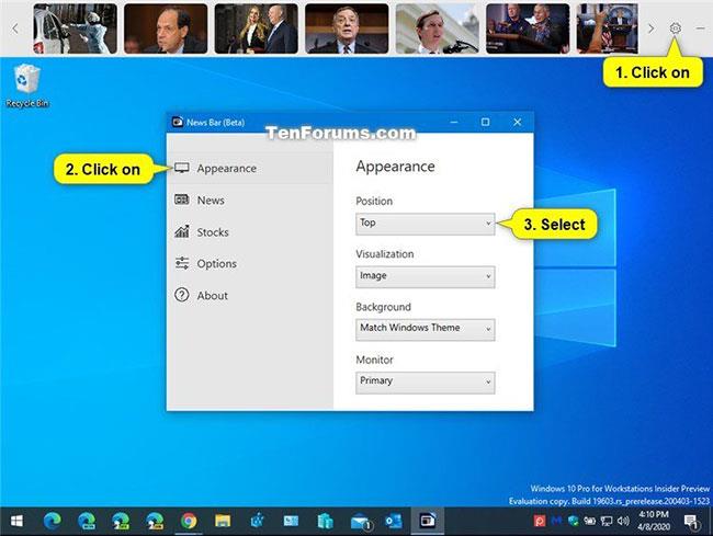 Windows 10 でニュース受信国とニュース バーの場所を変更する方法