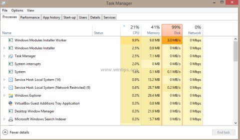 Исправлена ​​аномально высокая ошибка ЦП из-за TiWorker.exe в Windows 10/8.1/8.