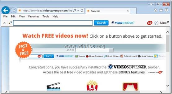 Ecco come rimuovere l'adware VideoScavenger Toolbar