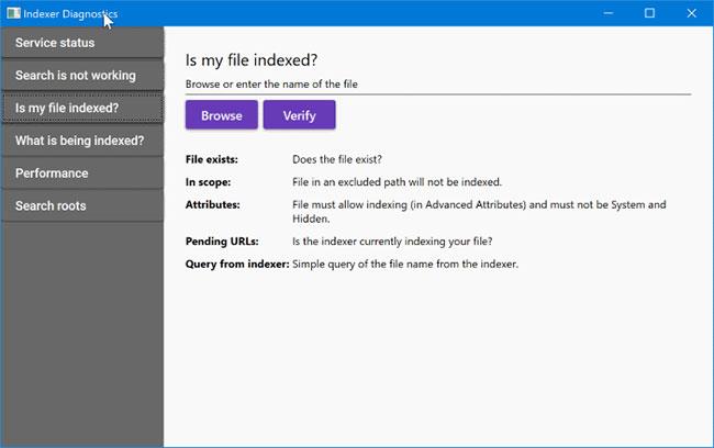 Windows 10 用のインデクサー診断ツールをダウンロード