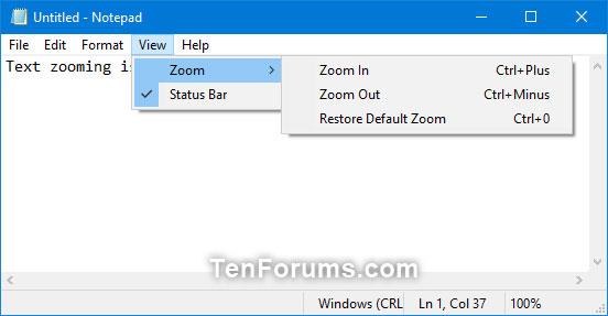 Come modificare il livello di zoom del testo nel Blocco note di Windows 10