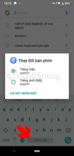 Istruzioni per cambiare vietnamita e inglese sulla tastiera Gboard